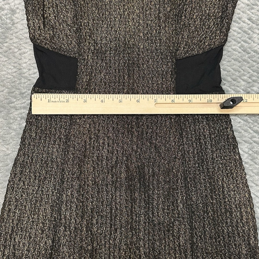 Express Y2K Dress Womens S Size 0 Mesh See Through‎ V Neck Black Gold Whimsygoth - Picture 5 of 12